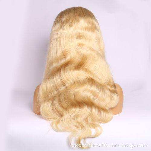 High Quality Virgin Human Hair 613 Blonde Highlight Body Wave Human Hair Lace Frontal Wig, 613 Transparent Swiss Lace Front Wigs